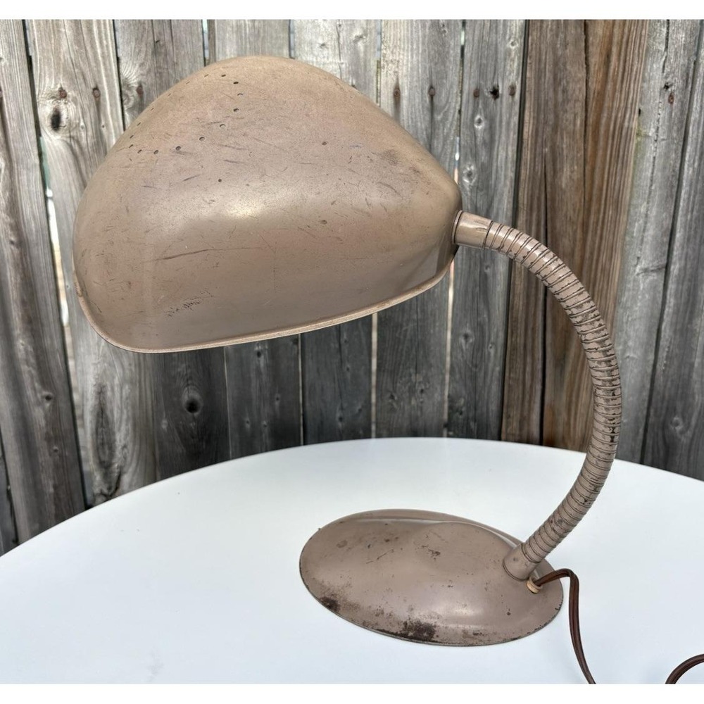 Vintage Eagle desk lamp gooseneck adjustable metal cobra style shade industrial
